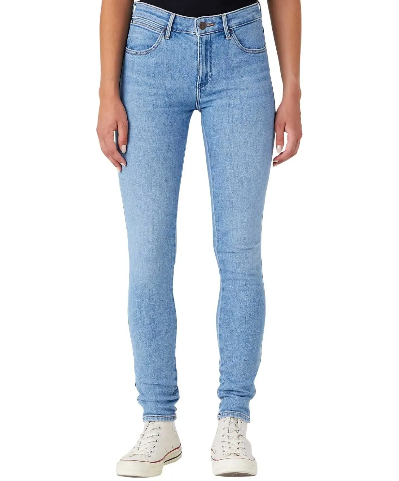 Wrangler Damen Jeans Skinny in Hellblau mit mittlerer Leibhöhe