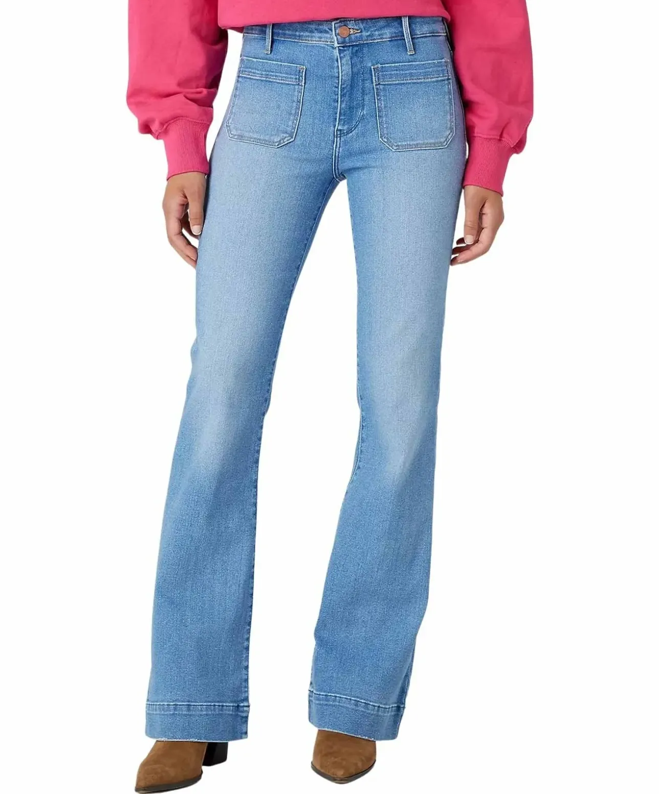 Wrangler Flare Jeans mit High Waist in Hellblau