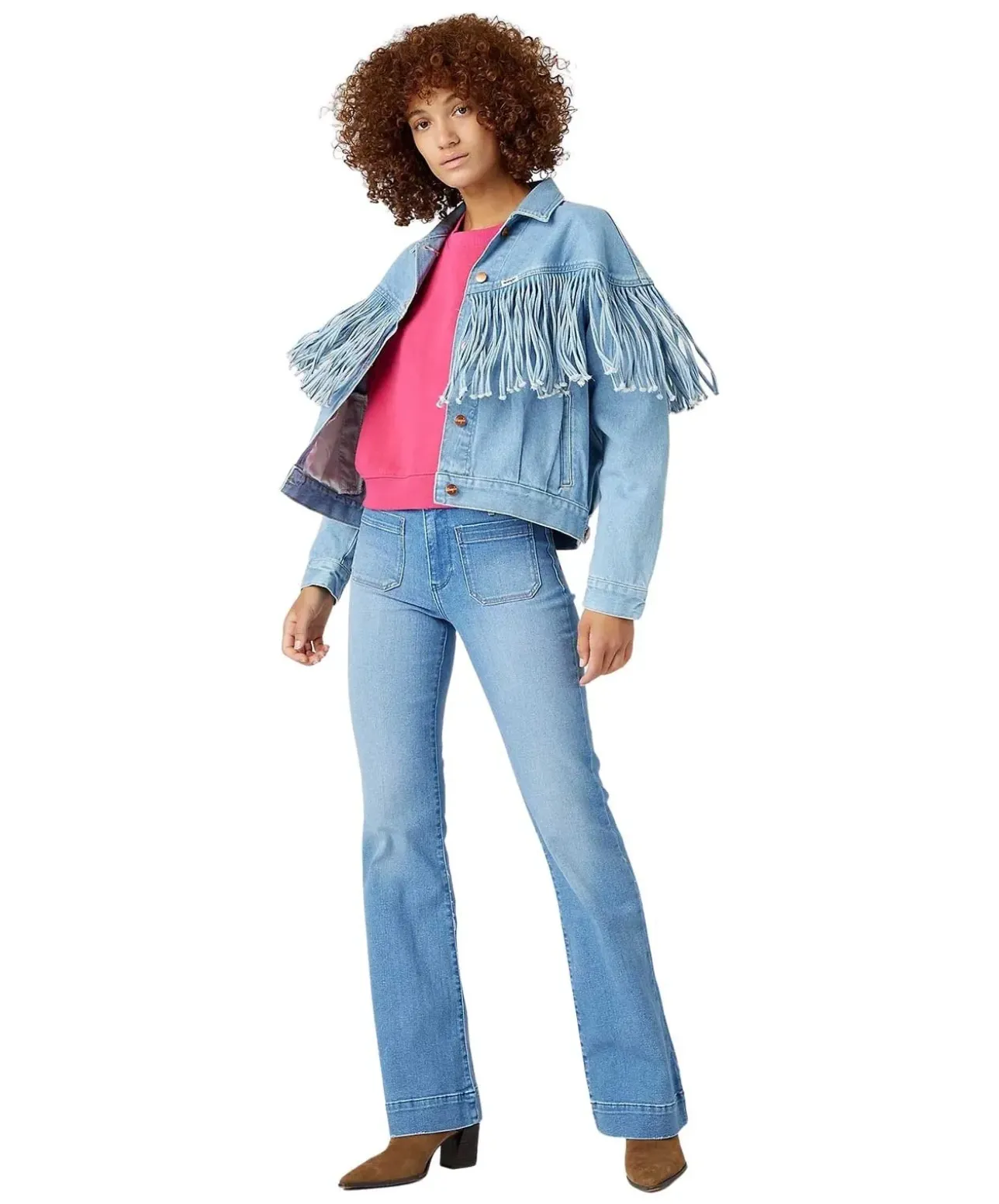 Wrangler Flare Jeans mit High Waist in Hellblau