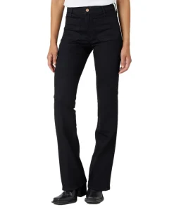 Wrangler Flare Jeans mit High Waist in Schwarz