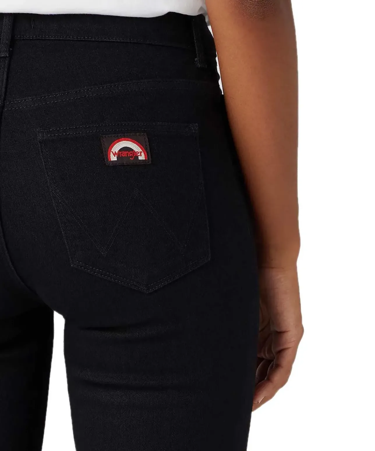 Wrangler Flare Jeans mit High Waist in Schwarz