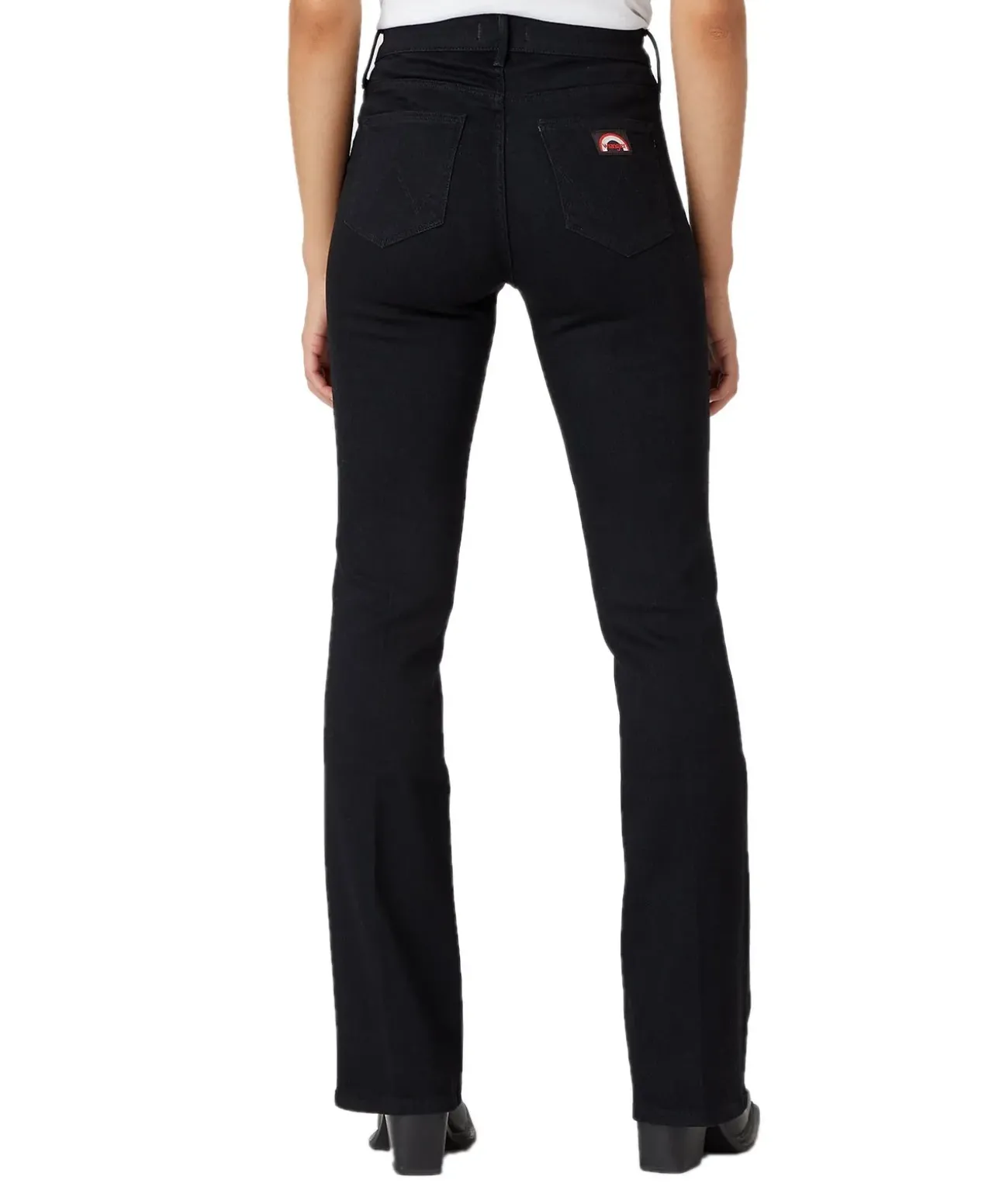 Wrangler Flare Jeans mit High Waist in Schwarz