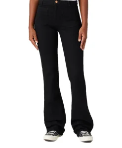 Wrangler Flare Jeans mit High Waist in Schwarz