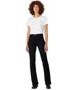 Wrangler Flare Jeans mit High Waist in Schwarz