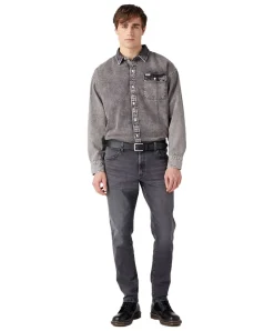 Wrangler Gürtel aus dickem Spaltleder in Schwarz