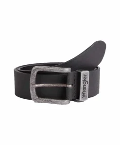 Wrangler Gürtel Metal Loop aus Rindspaltleder in Schwarz