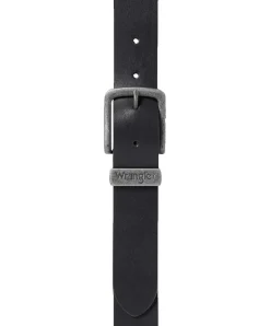 Wrangler Gürtel Metal Loop aus Rindspaltleder in Schwarz