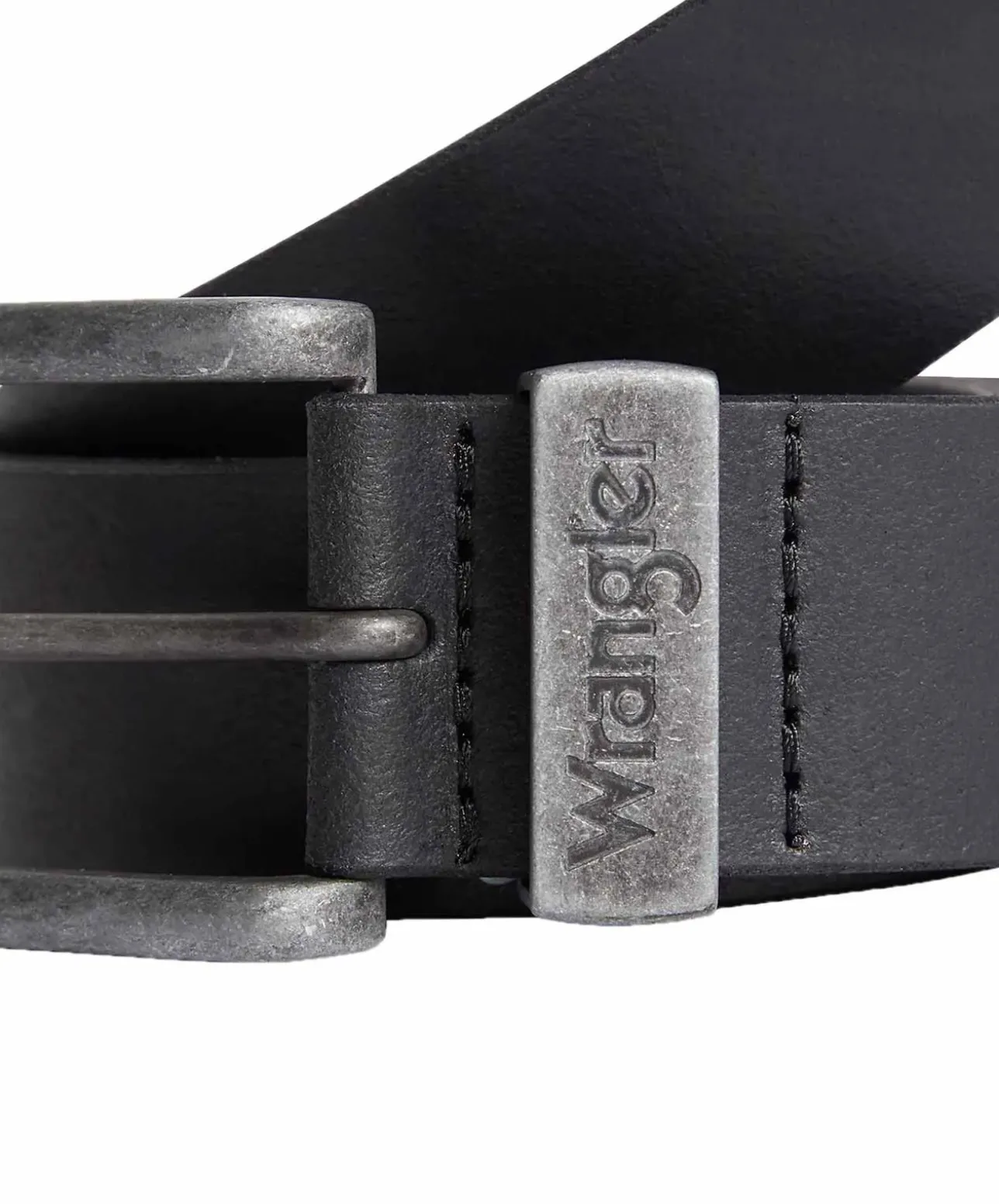Wrangler Gürtel Metal Loop aus Rindspaltleder in Schwarz