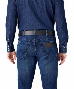 Wrangler Gürtel Metal Loop aus Rindspaltleder in Schwarz