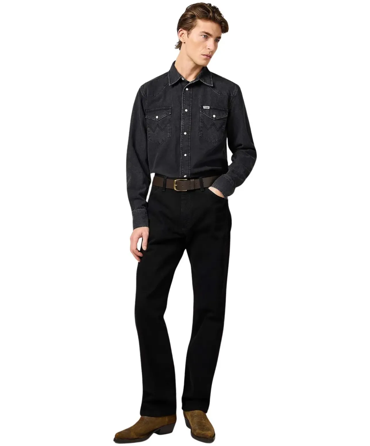 Wrangler Hemd Western Shirt in Rinse Black