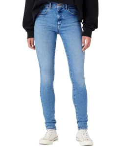 Wrangler High Rise Skinny Jeans in hellem River