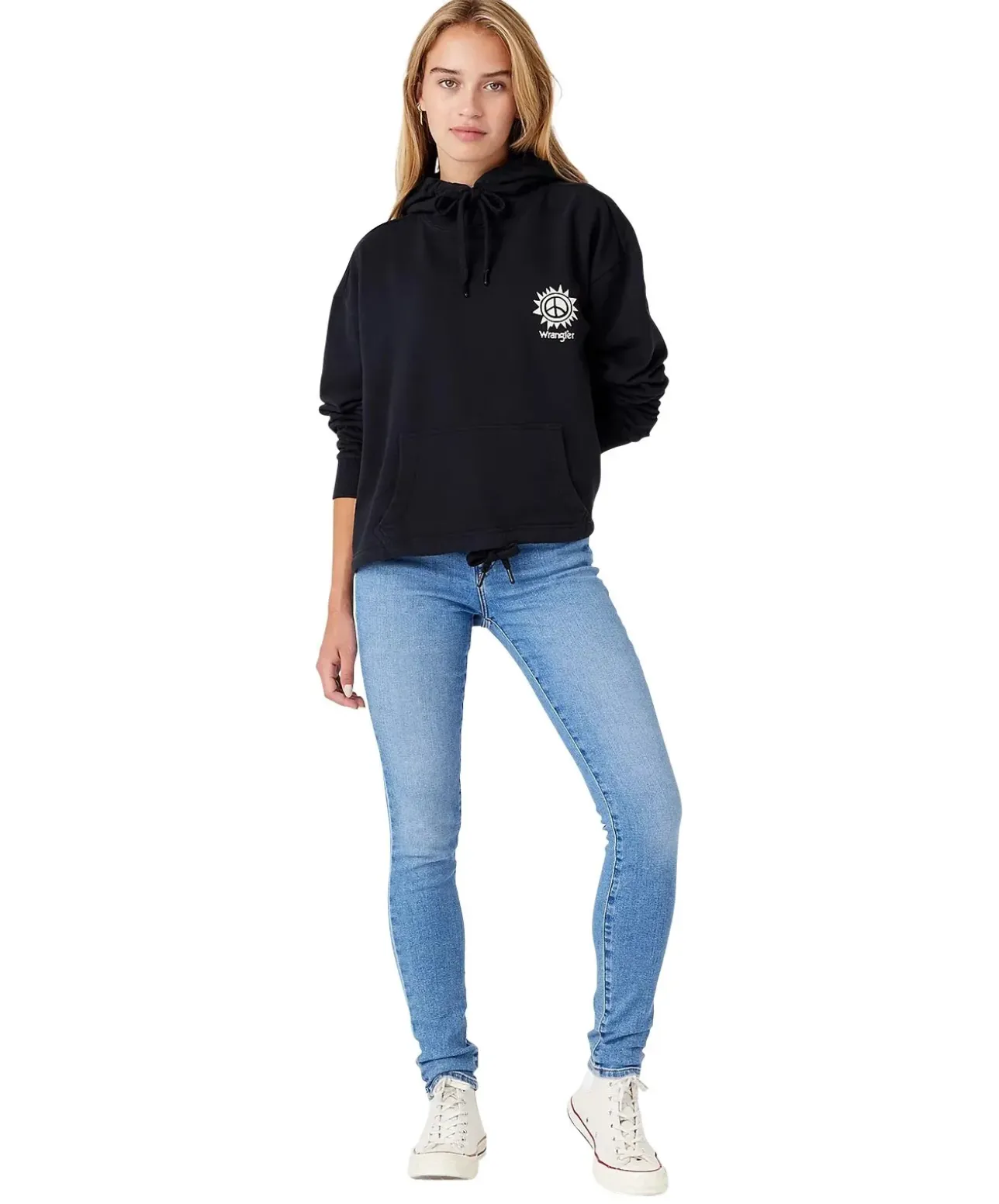 Wrangler High Rise Skinny Jeans in hellem River