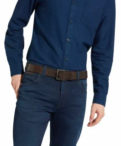 Wrangler Jeans - Ledergürtel mit Logo in braun