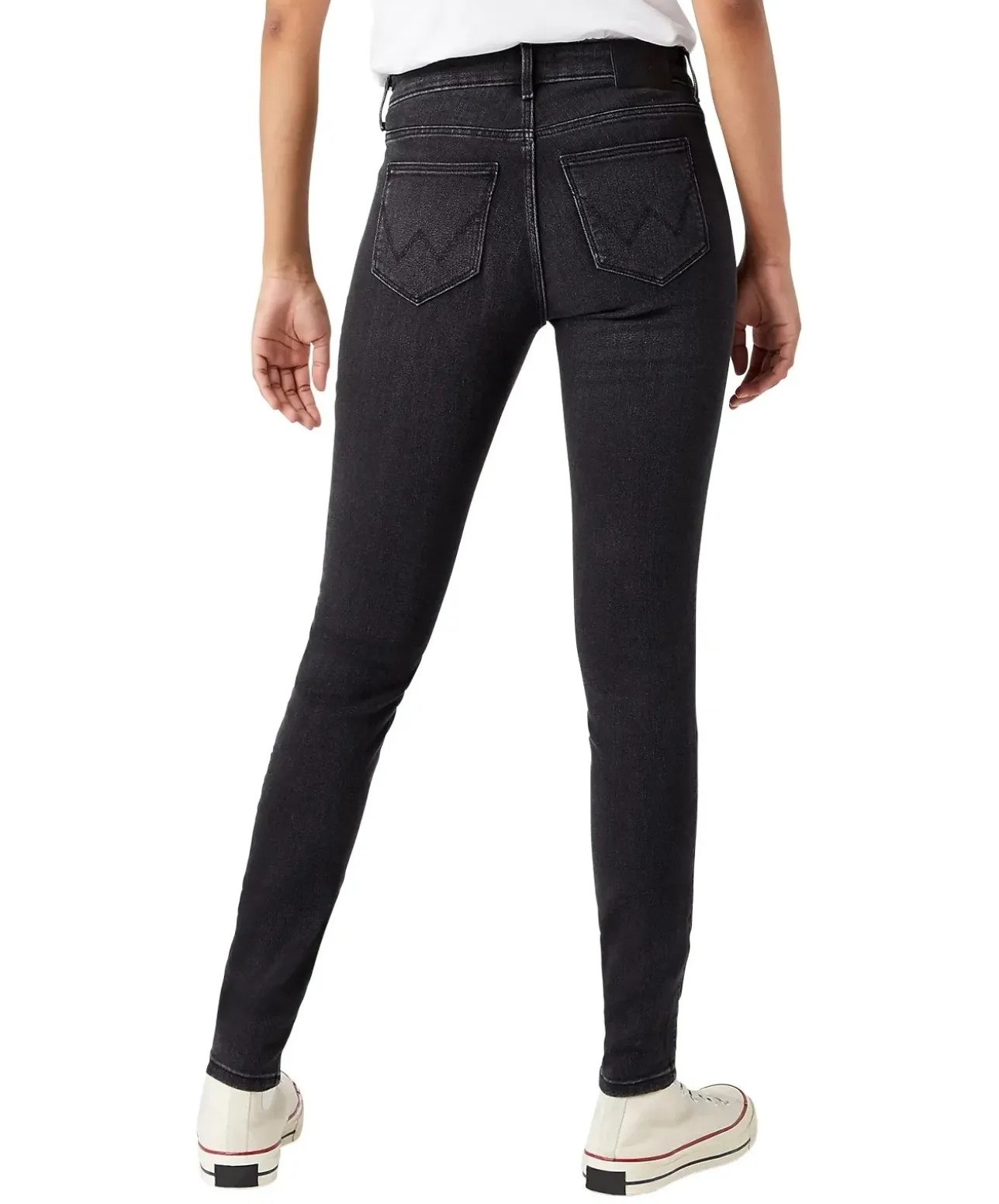 Wrangler Jeans Skinny Fit in schwarzem Soft Nights Denim