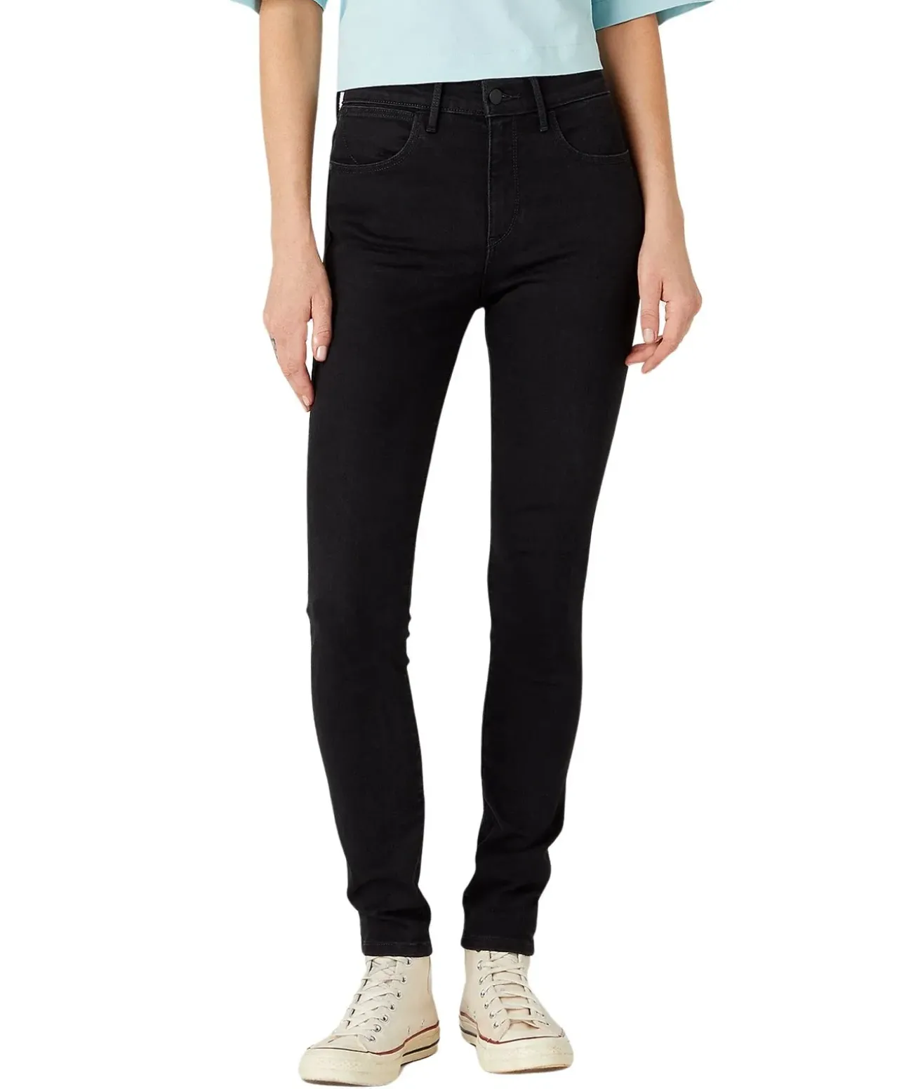 Wrangler Jeans Skinny Fit mit High Rise in Schwarz