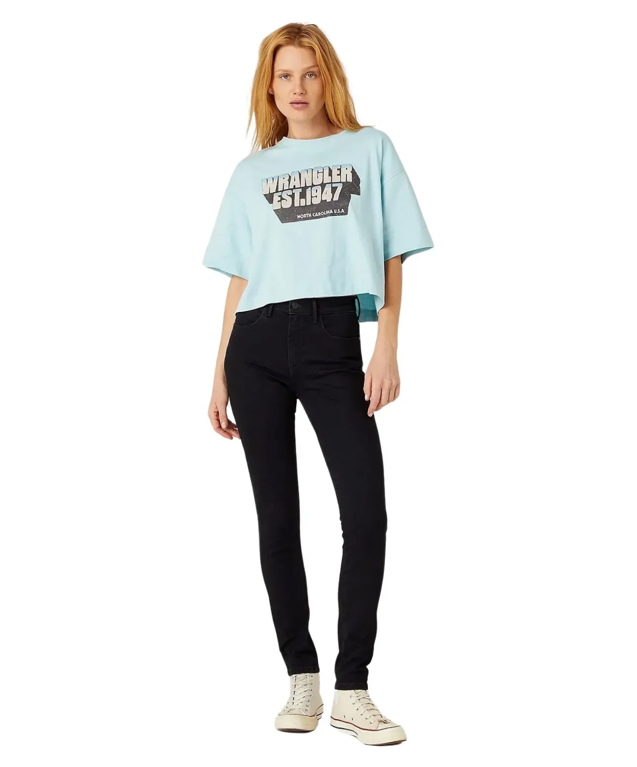 Wrangler Jeans Skinny Fit mit High Rise in Schwarz
