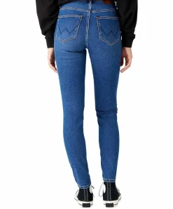 Wrangler Jeans Skinny Fit mit High Rise in blauem Camellia
