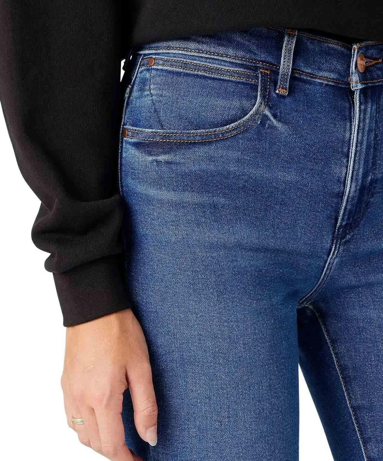 Wrangler Jeans Skinny Fit mit High Rise in blauem Camellia