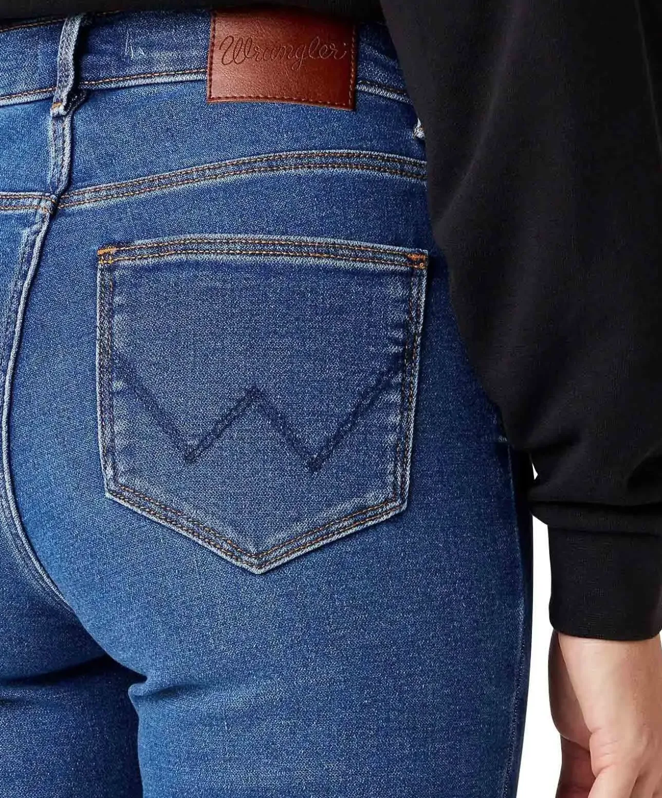 Wrangler Jeans Skinny Fit mit High Rise in blauem Camellia