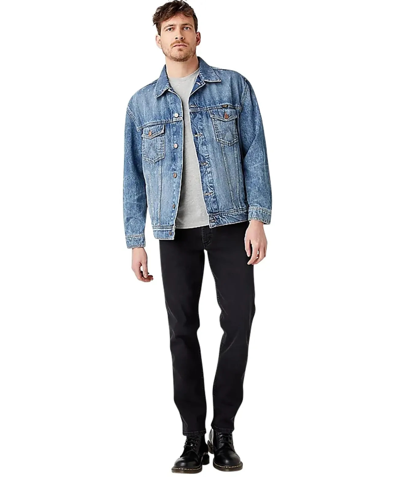 Wrangler Jeans Straight Fit Greensboro aus Black Denim