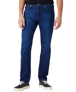 Wrangler Jeans Straight Greensboro in blauem Used-Look
