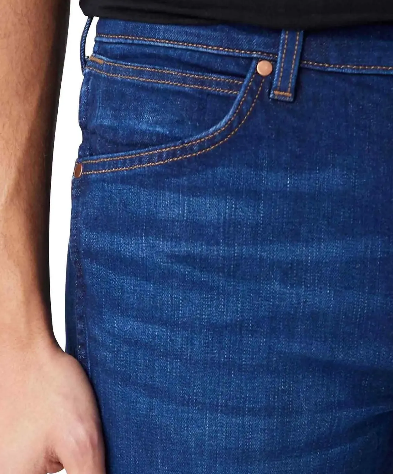 Wrangler Jeans Straight Greensboro in blauem Used-Look
