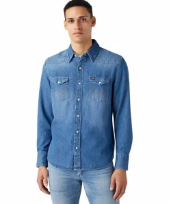 Wrangler Jeanshemd im Western Style in Stonewash
