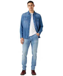 Wrangler Jeanshemd im Western Style in Stonewash