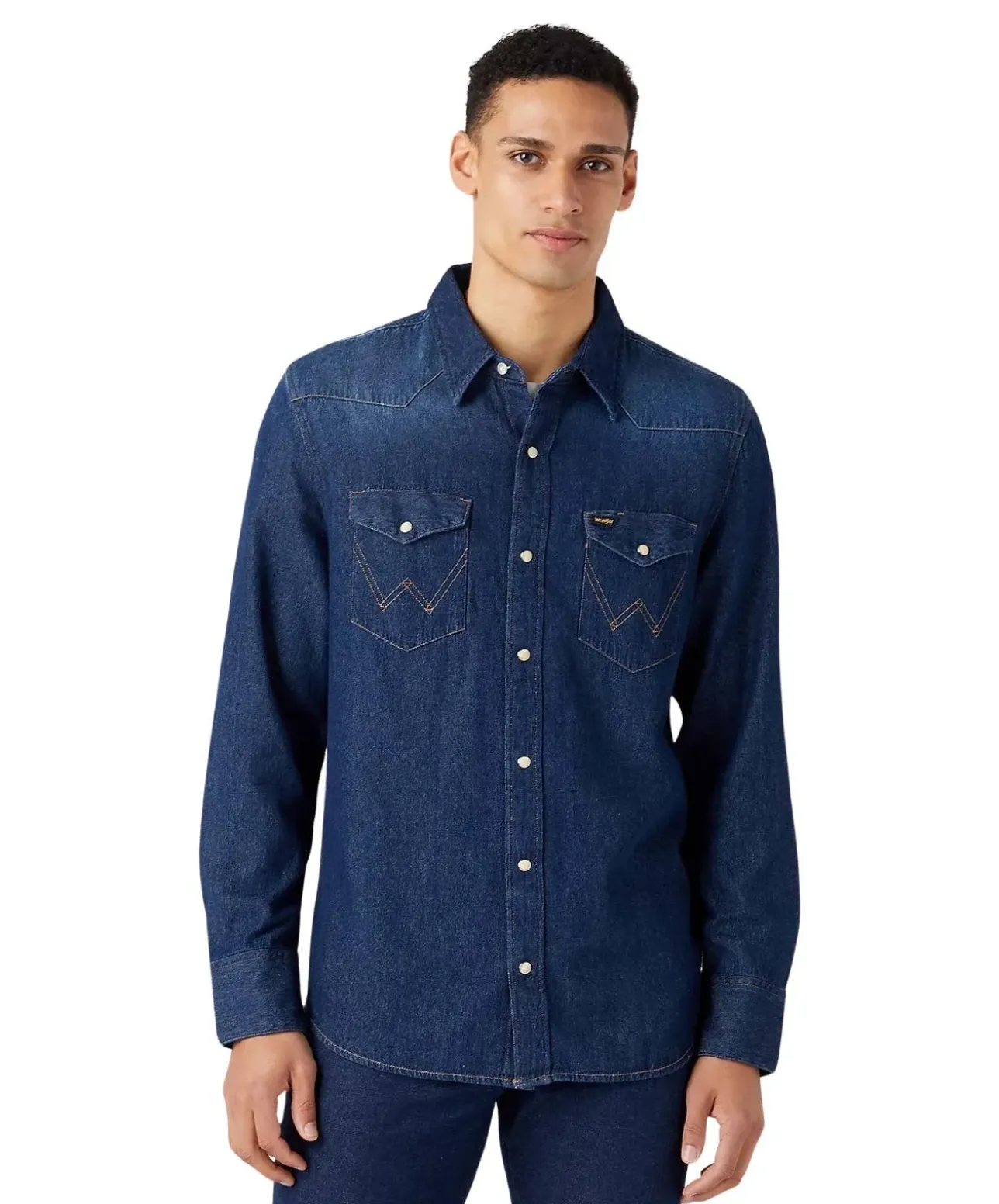 Wrangler Jeanshemd mit Western Style in Dunkelblau