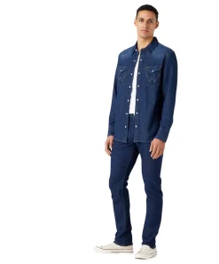 Wrangler Jeanshemd mit Western Style in Dunkelblau