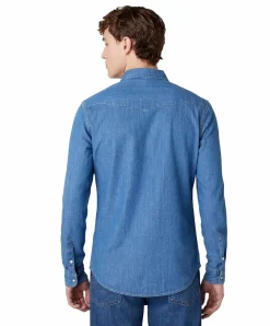 Wrangler Jeanshemd Western Shirt in blauem Mid Stone
