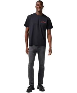 Wrangler Larston Jeans Slim Tapered in grauem Used-Look