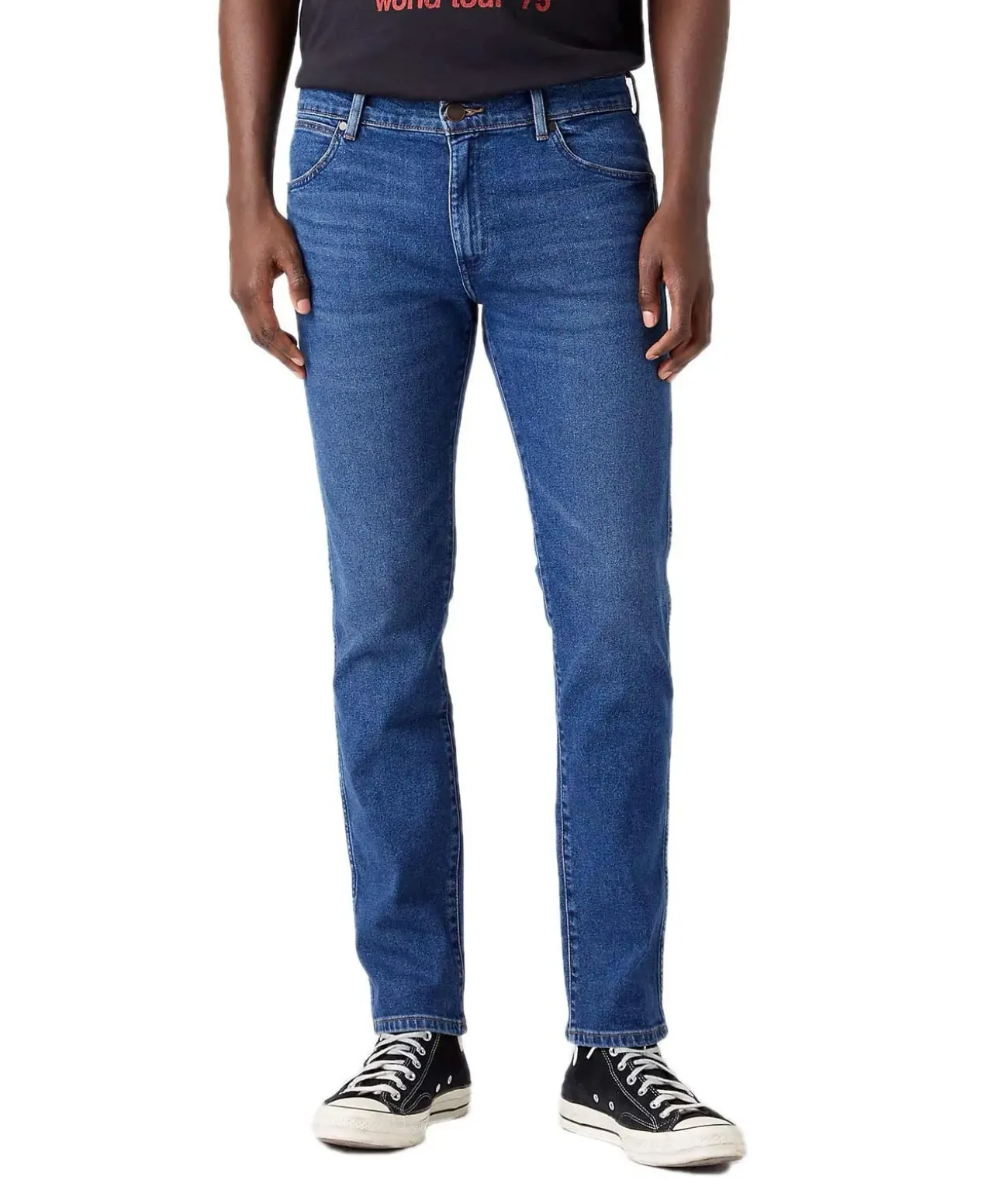 Wrangler Larston Jeans Tapered Fit aus blauem Stretch Denim