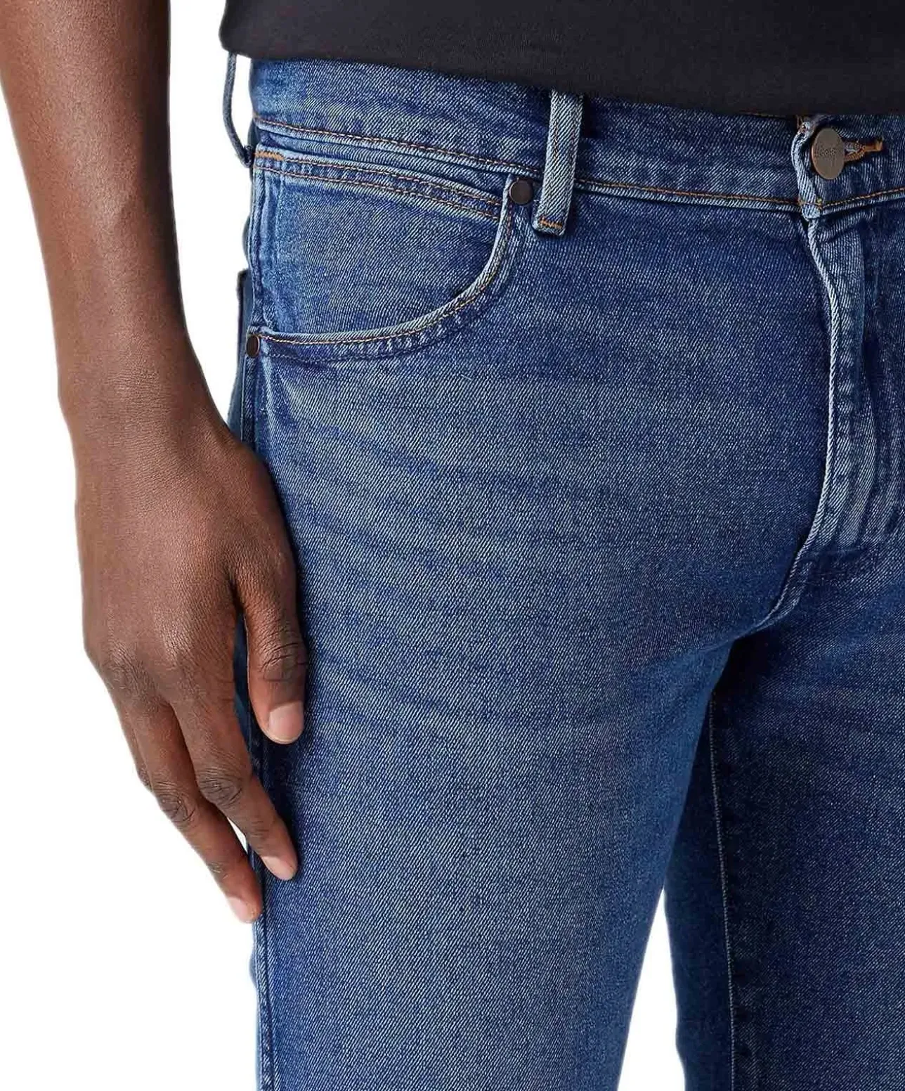 Wrangler Larston Jeans Tapered Fit aus blauem Stretch Denim