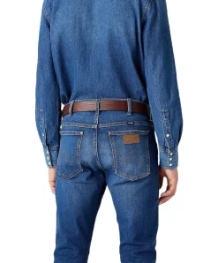 Wrangler Ledergürtel aus Anilin-Rindsleder in Braun