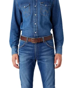 Wrangler Ledergürtel aus Anilin-Rindsleder in Braun