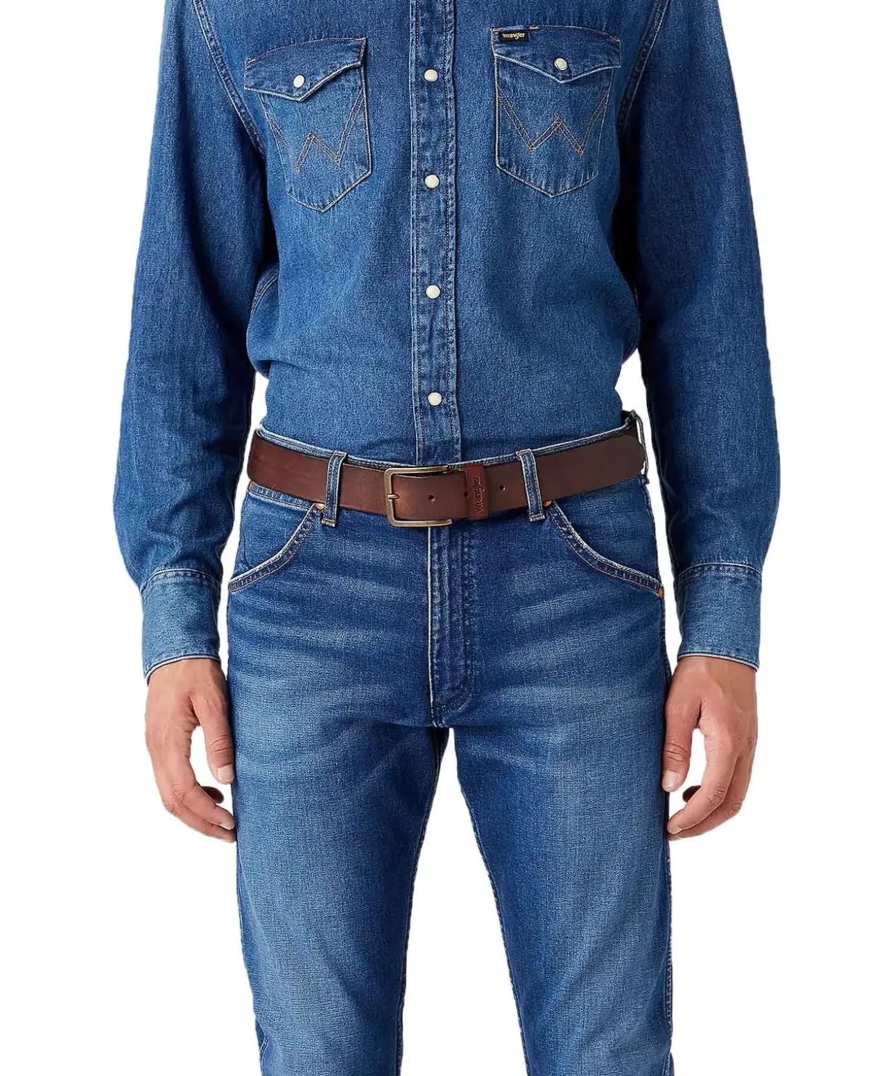Wrangler Ledergürtel aus Anilin-Rindsleder in Braun