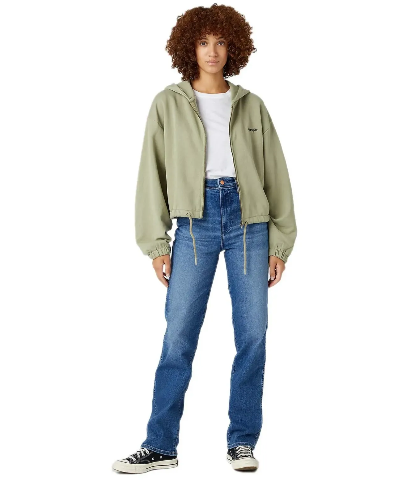 Wrangler Mom Jeans Straight Leg in Smoke Sea