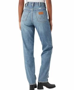 Wrangler Mom Jeans Straight mit Destroyed Effekten