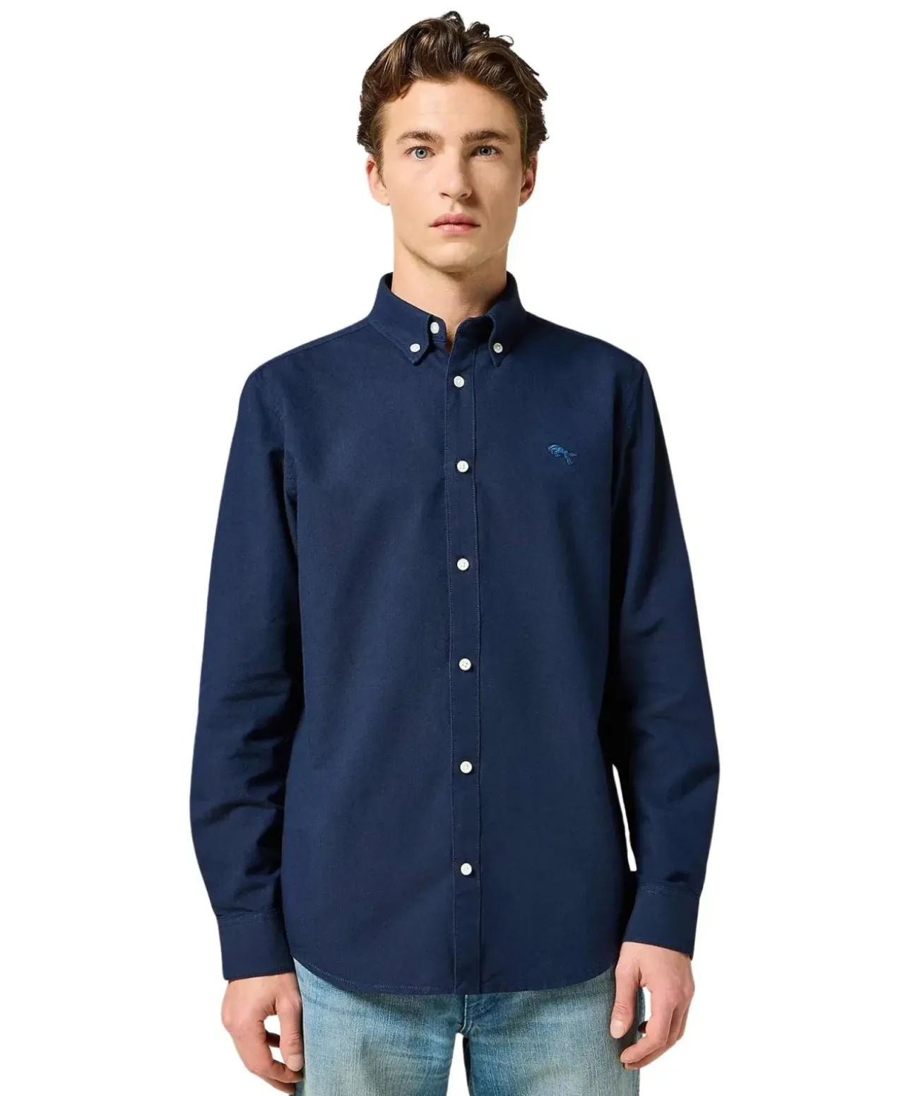 Wrangler Oxford Hemd in Dunkelblau mit Button-Down-Kragen