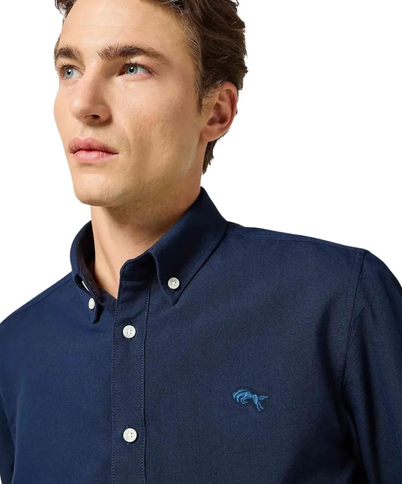 Wrangler Oxford Hemd in Dunkelblau mit Button-Down-Kragen