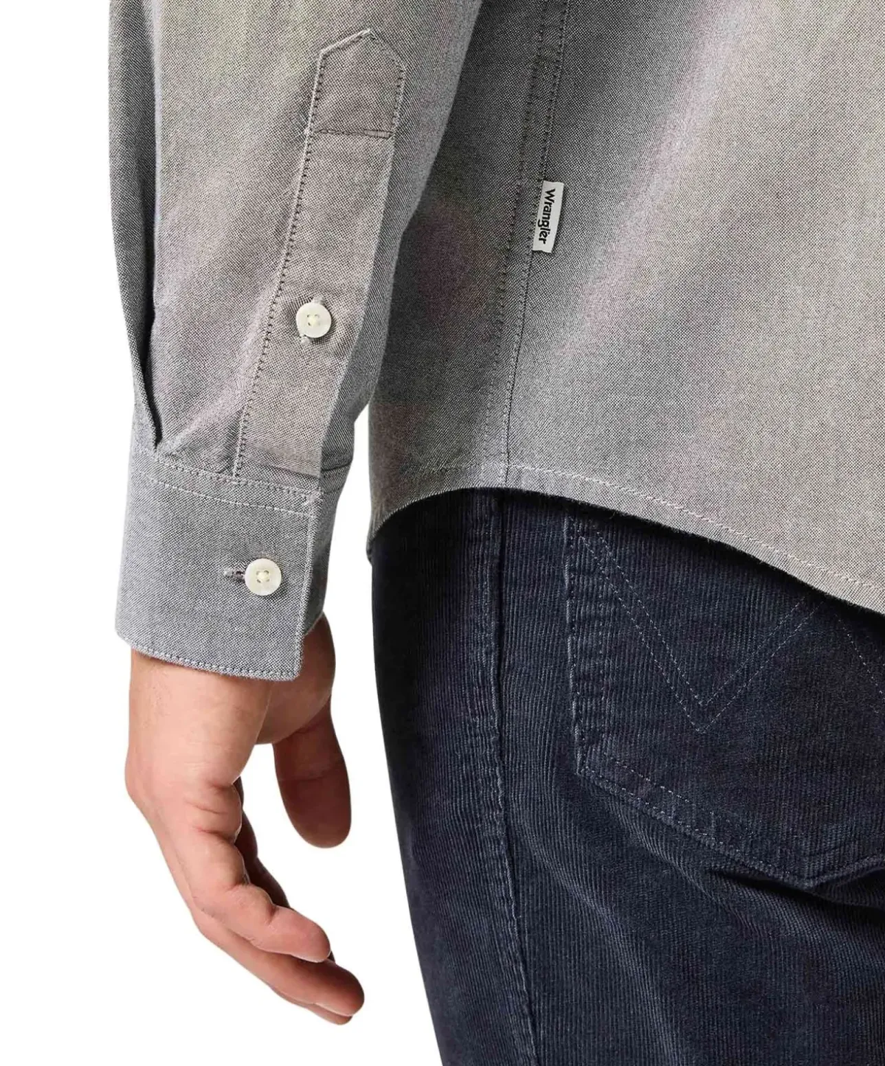 Wrangler Oxford Hemd in Grau mit Button-Down-Kragen