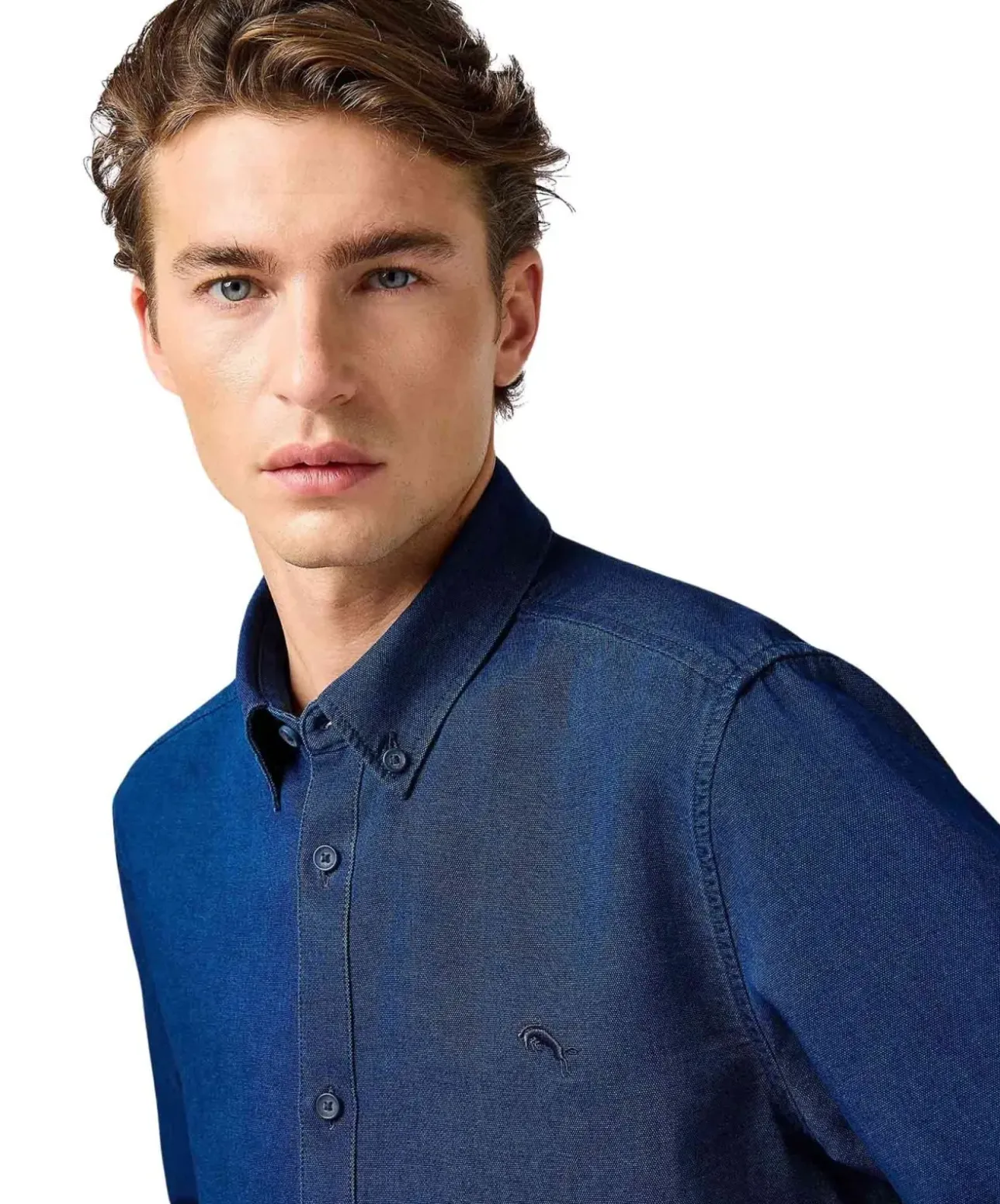 Wrangler Oxford Hemd in Indigo mit Button-Down-Kragen