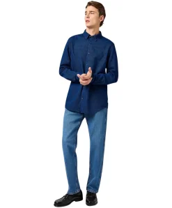 Wrangler Oxford Hemd in Indigo mit Button-Down-Kragen
