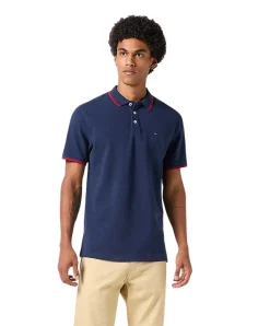 Wrangler Polo Shirt in Dunkelblau mit Drei-Knopfleiste
