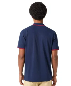 Wrangler Polo Shirt in Dunkelblau mit Drei-Knopfleiste
