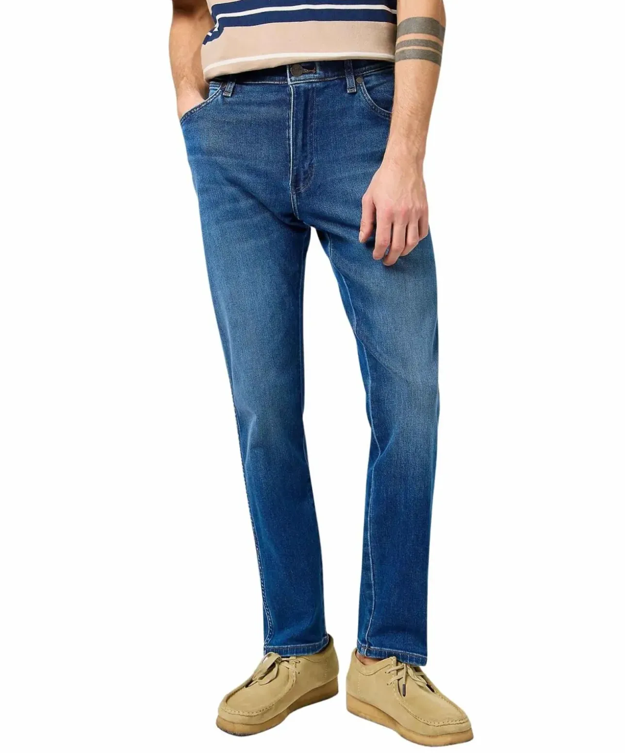 Wrangler River Jeans Straight Fit Blau Outlaw Waschung