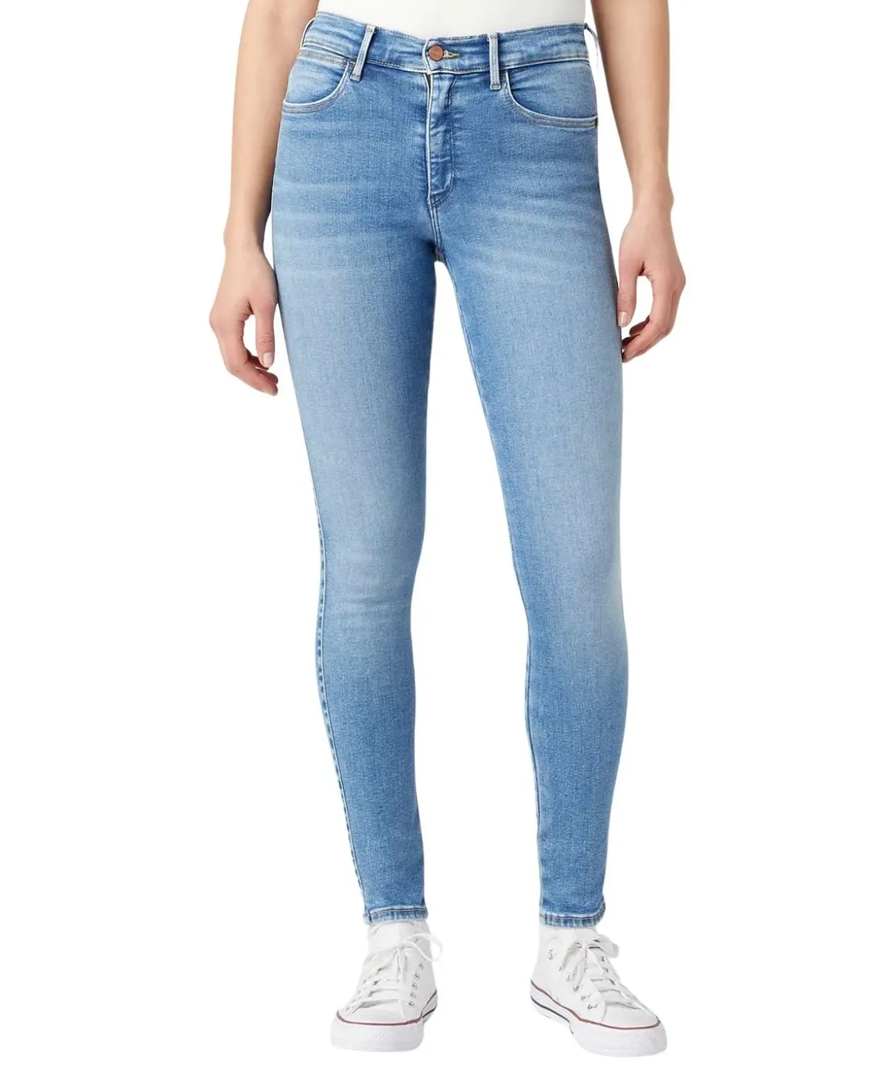 Wrangler Skinny Jeans mit hohem Bund in heller Waschung