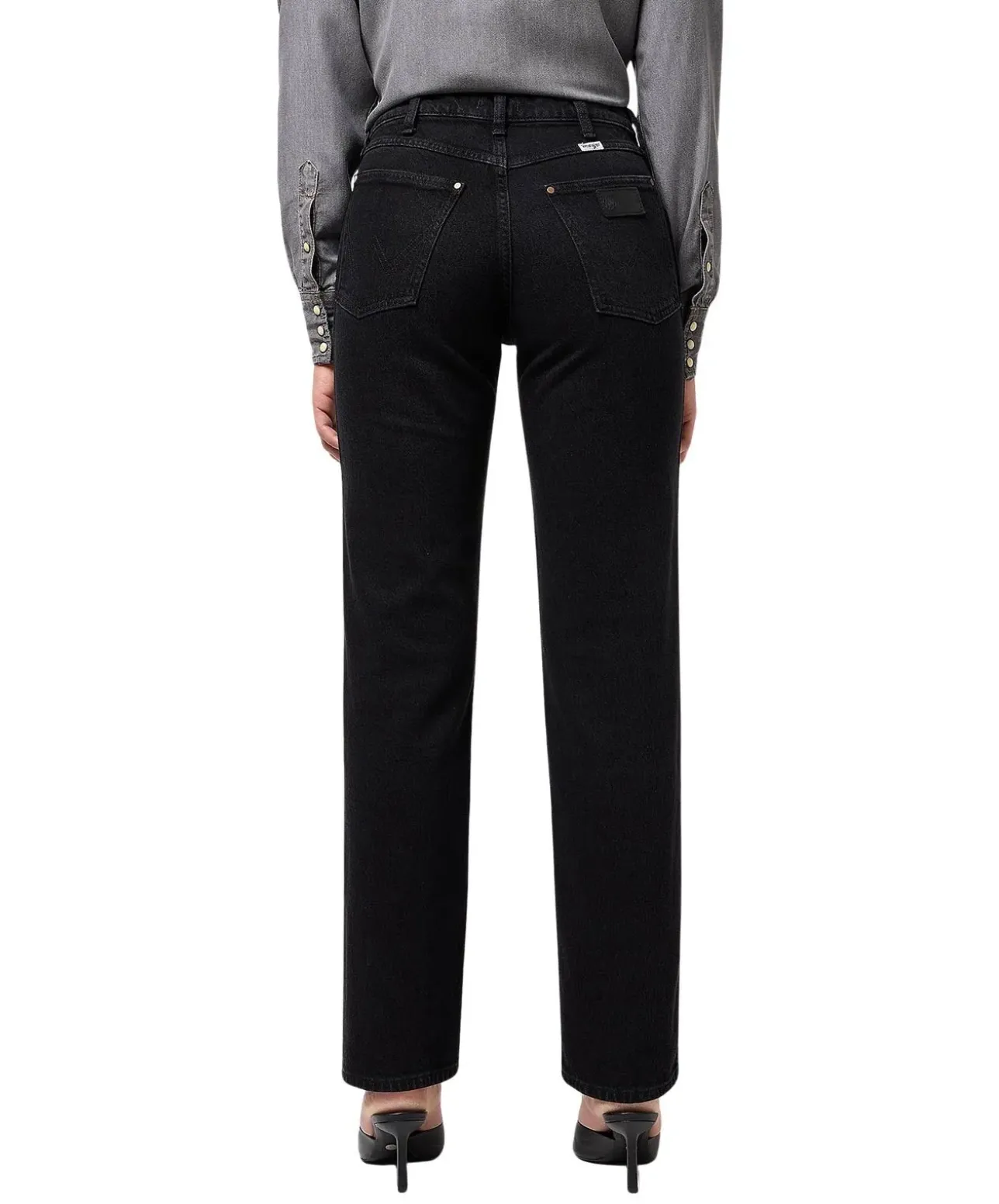 Wrangler Straight Jeans in Schwarz mit mittelhohem Bund