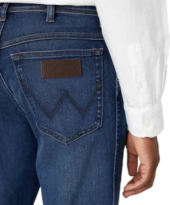 Wrangler Texas Slim Jeans aus blauem Stretch-Denim